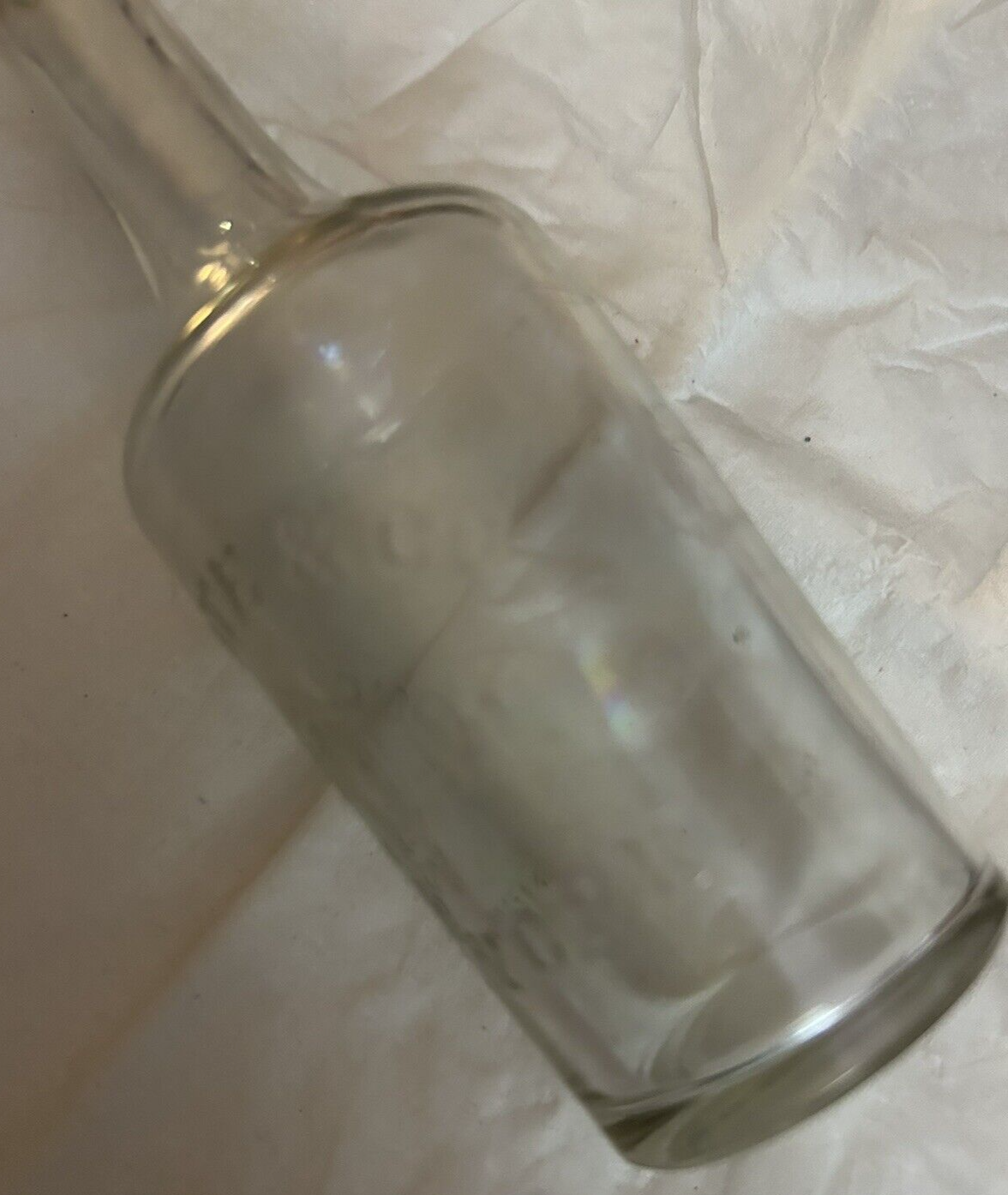 CLEAR LONG NECK ROUND BOTTLE COLGATE & COMPANY NEW YORK, 5.5X1.5 INCHES