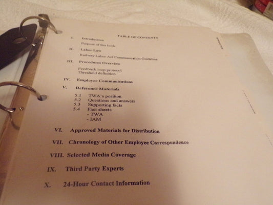 TWA Manager's Communications Briefing Book (Jan. 1999)