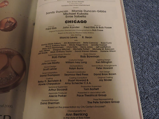Playbill for Chicago at Shubert Theatre