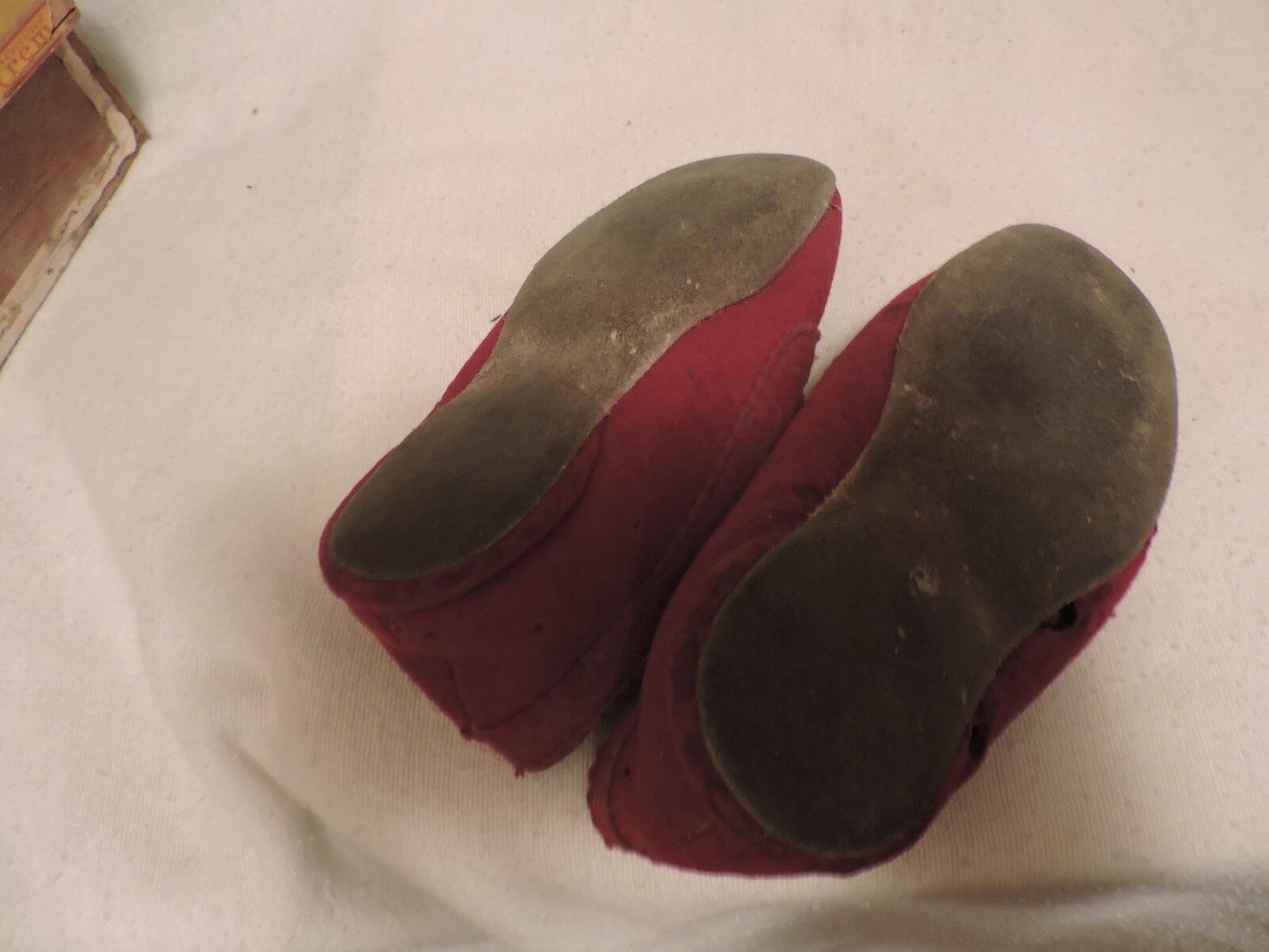 Vintage Pair of Cloth Children's Shoes with Young Lady Picture on them