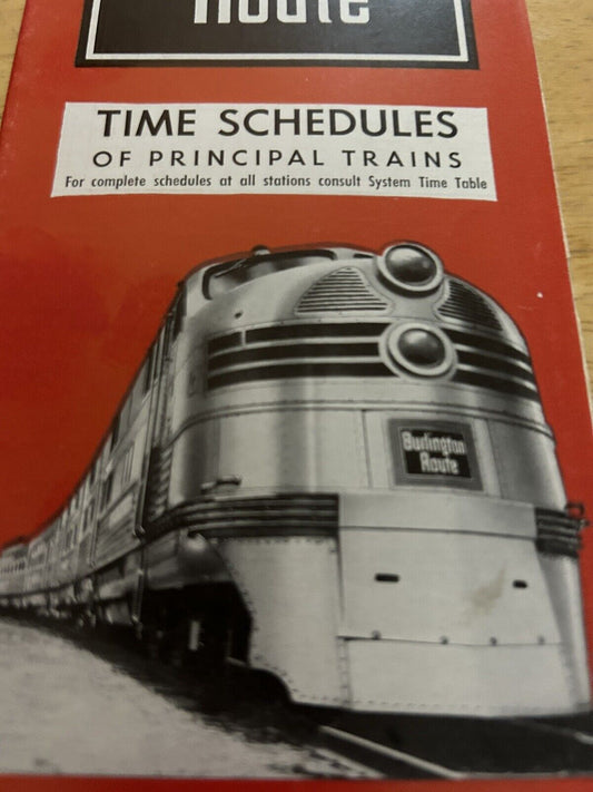 BURLINGTON ROUTE SCHEDULES OF PRINCIPAL TRAINS MAY-OCTOBER 1962