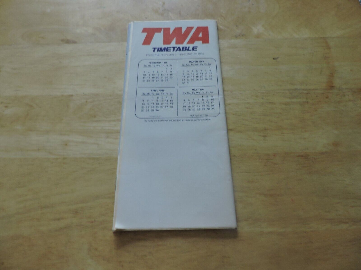 TWA Timeline Effective February 1-29, 1980