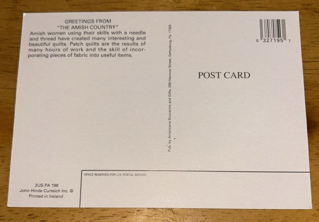 Postcard Unposted: Greetings From the Amish Country: Quilts