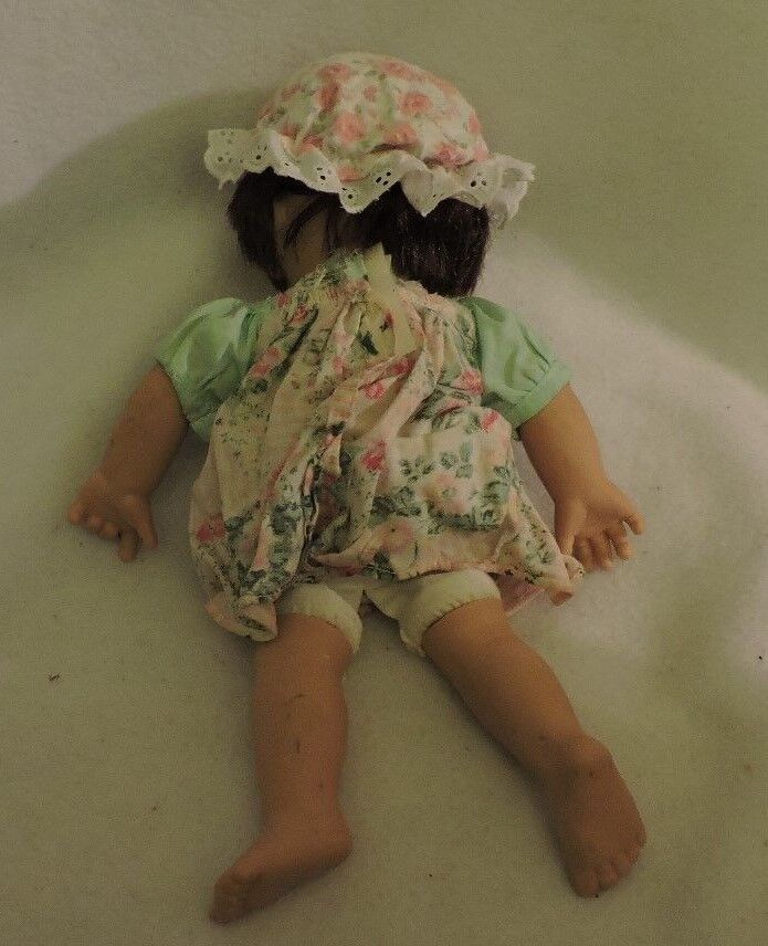 Vintage Porcelain Baby Doll with Original Dress and Bonnet.