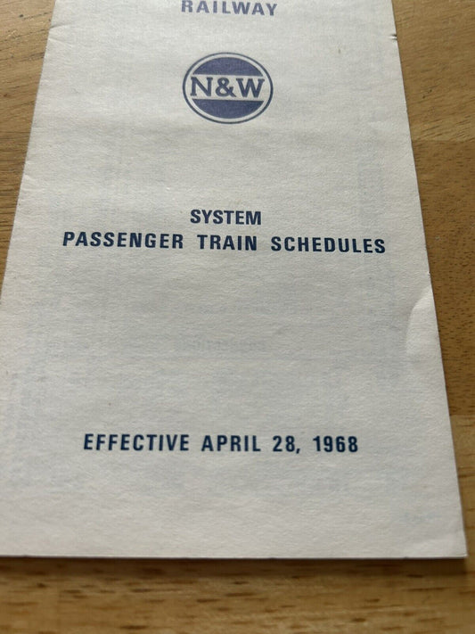 NORFOLK AND WESTERN RAILWAY SYSTEM PASSENGER TRAIN SCHEDULES APRIL 28, 1968
