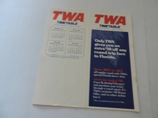 TWA TIMETABLE FEBRUARY 1-FEBRUARY 29, 1980