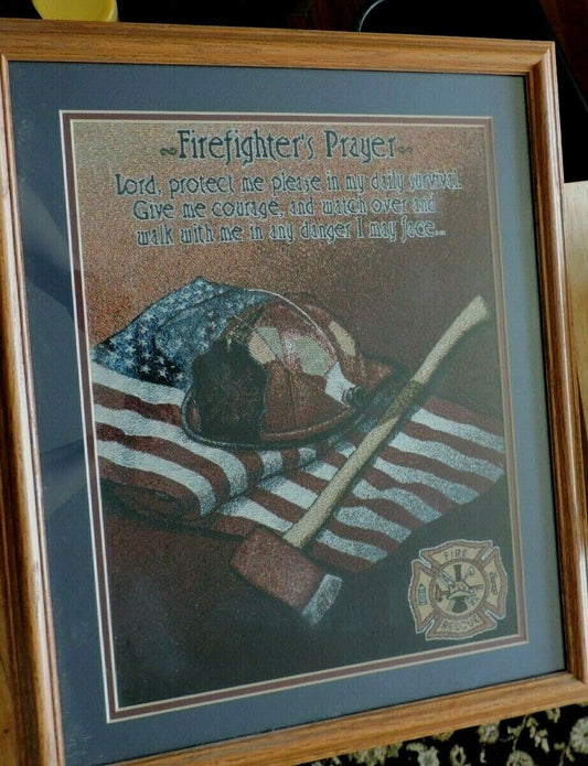 FIREFIGHTER'S PRAYER FRAMED ARTWORK 22X18 INCHES