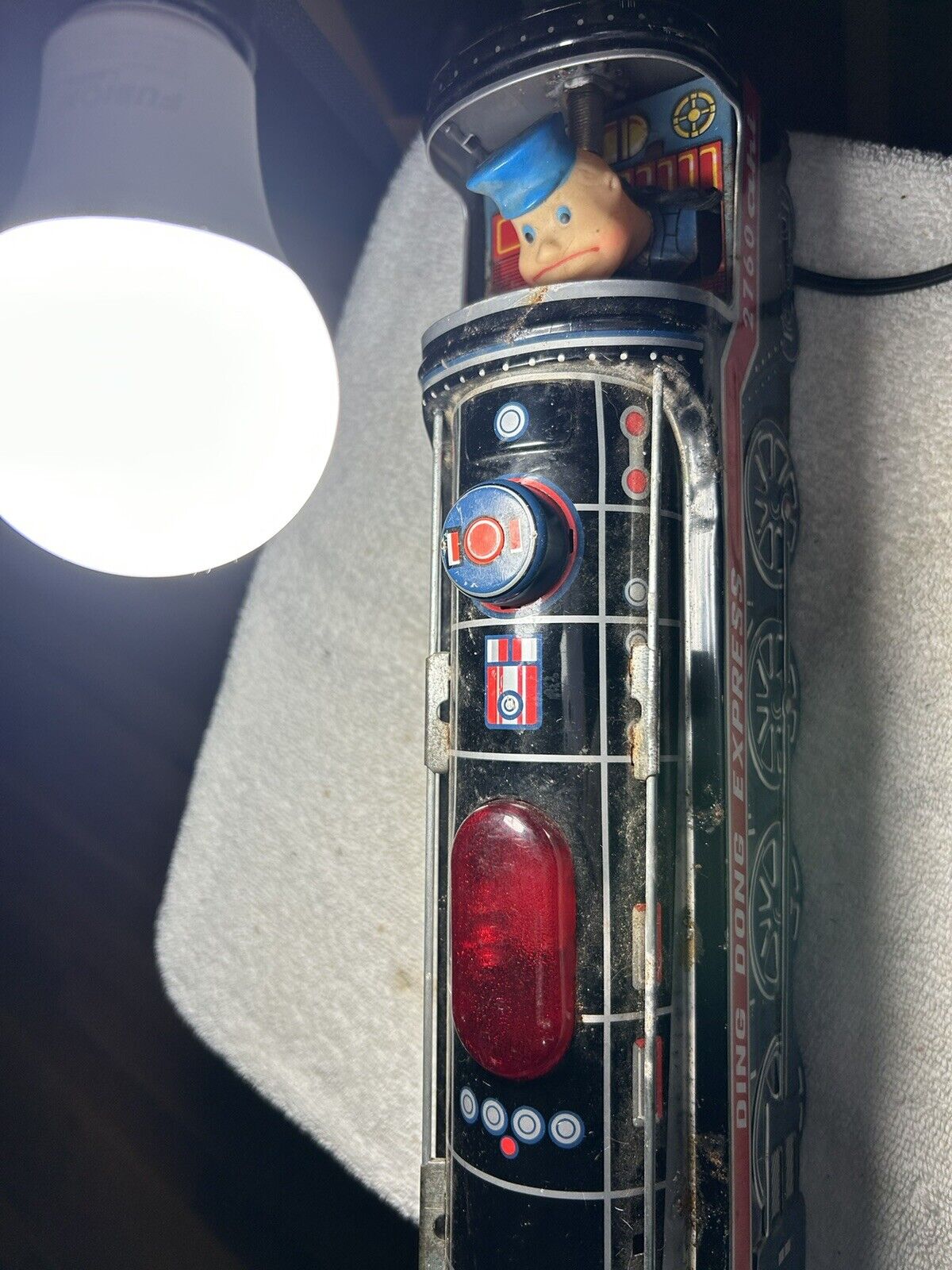 DING DONG EXPRESS RAILROAD LAMP 17X3X6 INCHES WORKING