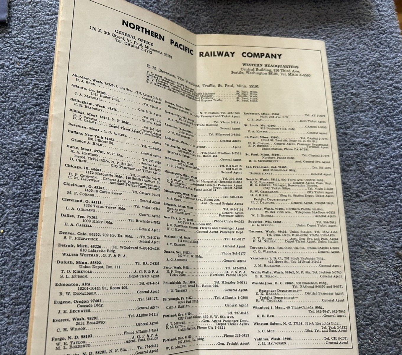 NORTHERN PACIFIC RAILWAY CO. TIMETABLE OCTOBER 31, 1965