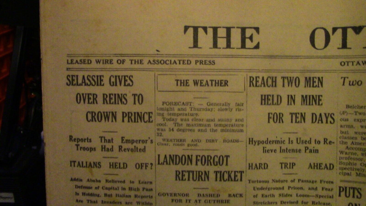 Vintage Ottawa Herald April 22 1936, No.128 (Germans Planning Austrian Coup)