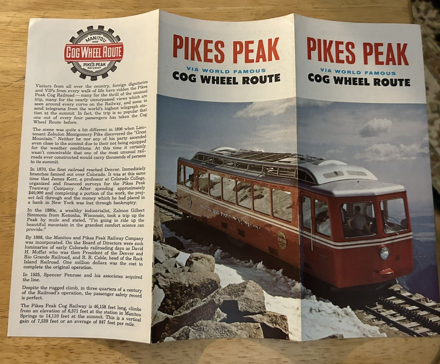 PIKES PEAK VIA WORLD FAMOUS COG WHEEL ROUTE