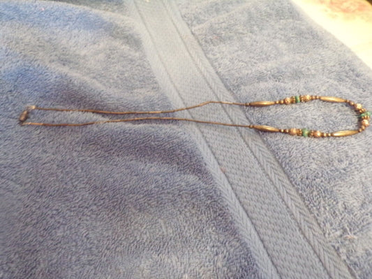 Turquoise/Silver Beaded Necklace--VINTAGE