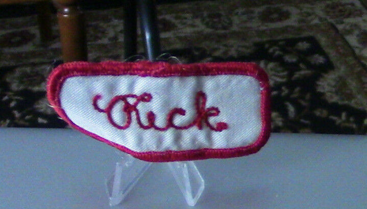 Uniform, Name Patch: RICK (White Background/Red Outline & Letters)