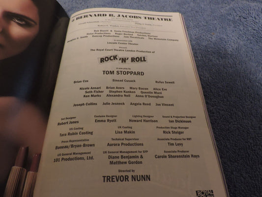 Playbill for 'Rock 'n' Roll' at Bernard B. Jacobs Theatre, March 2008