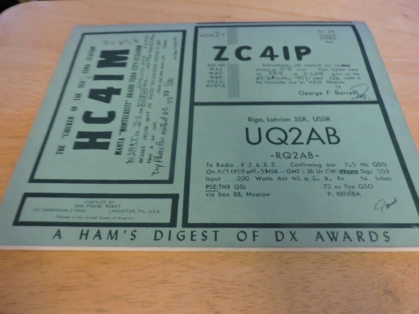 DXERAMA THIRD EDITION BOOK--FEATURING AWARDS AS OFFERED BY RADIO AMATEURS 1959