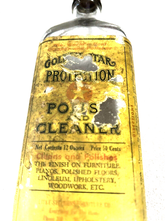 Vintage GOLDEN STAR PROTECTION Polish & Cleaner Bottle EMPTY
