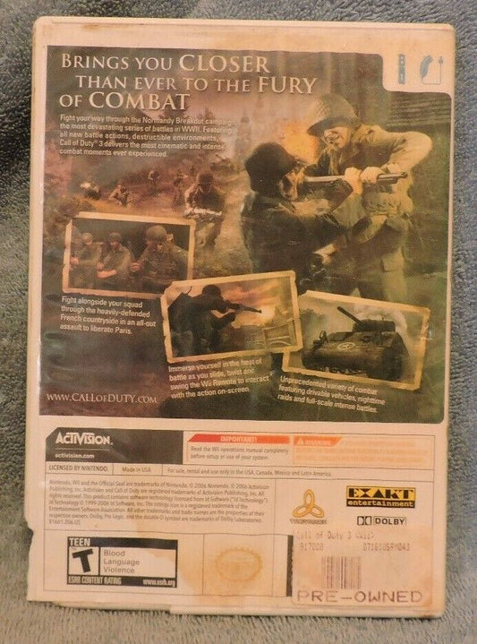 Call of Duty 3 WII Game