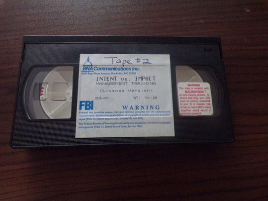 Intent VS Impact Management Training (Liscense Version) VHS Training Tape