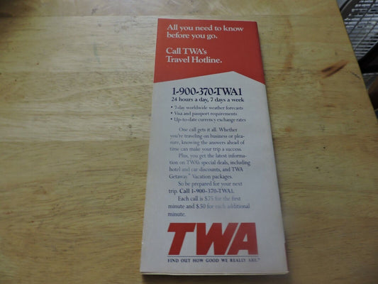 TWA Worldwide Timetable Effective APRIL 7 , 1991