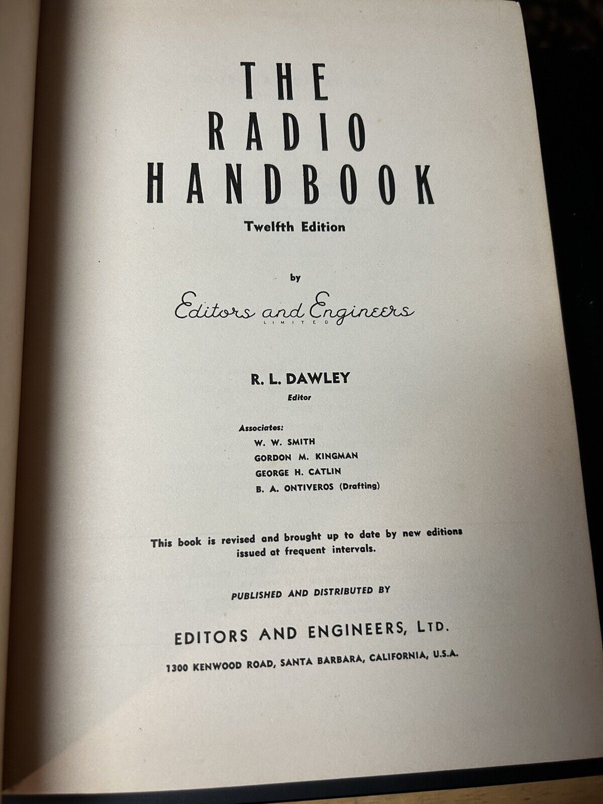 Hardcover: Radio Handbook, Twealth Edition, 1949