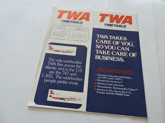 TWA TIMETABLE OCTOBER 26-NOVEMBER 30,1980