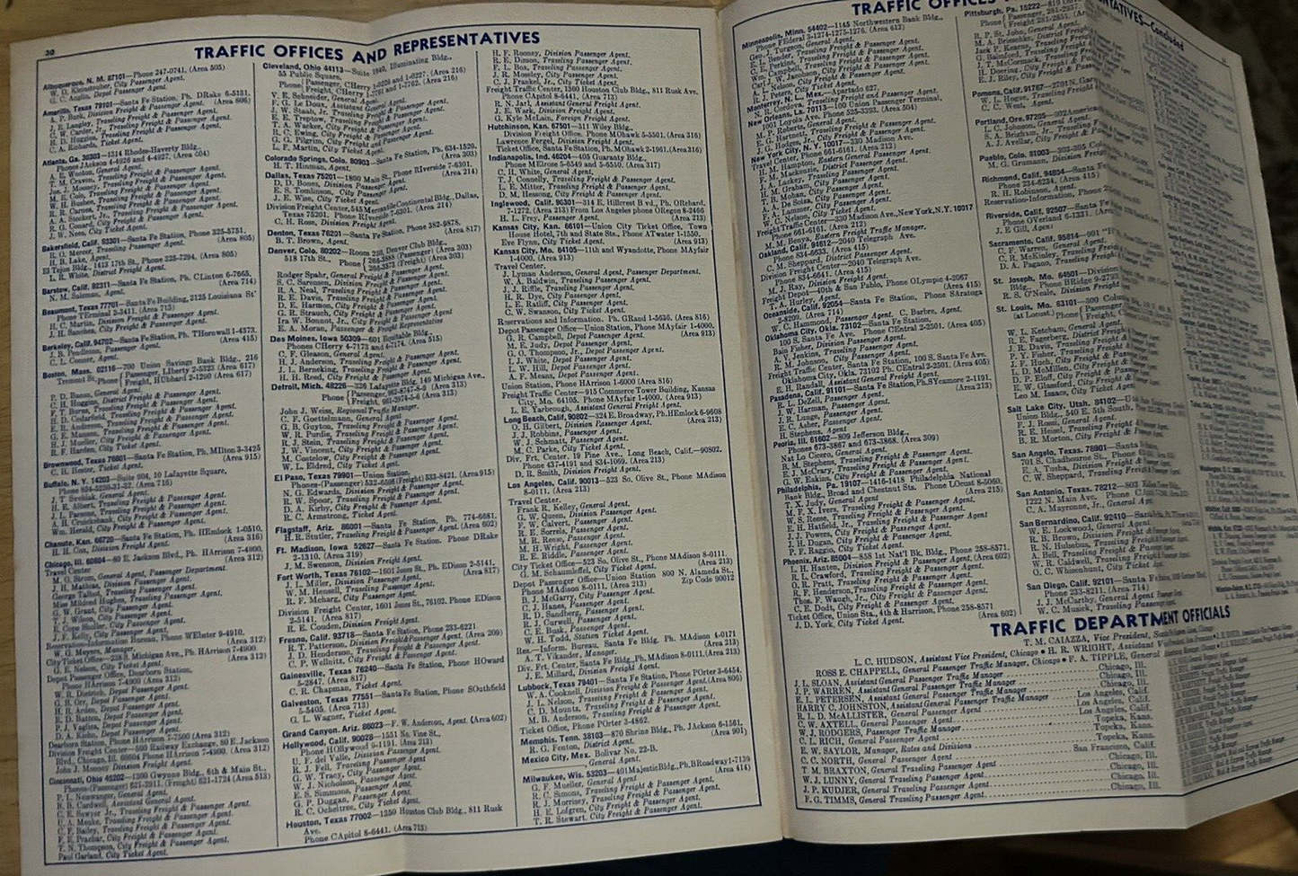 SANTA FE TIMETABLE 1966 FALL/WINTER