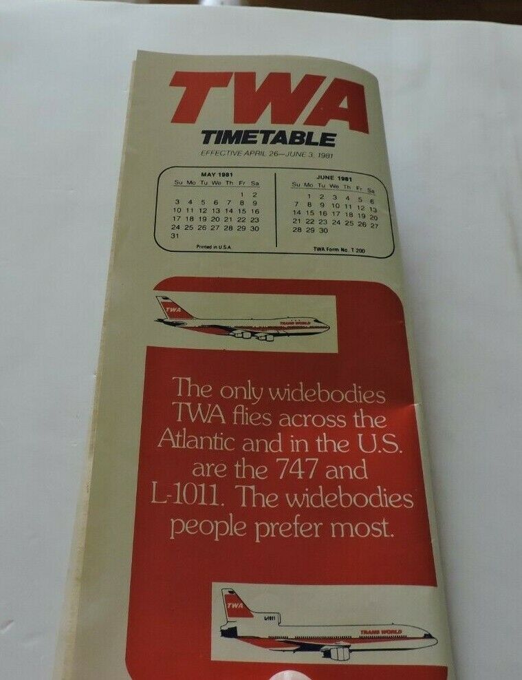 TWA TIMETABLE APRIL 26-JUNE 3, 1981
