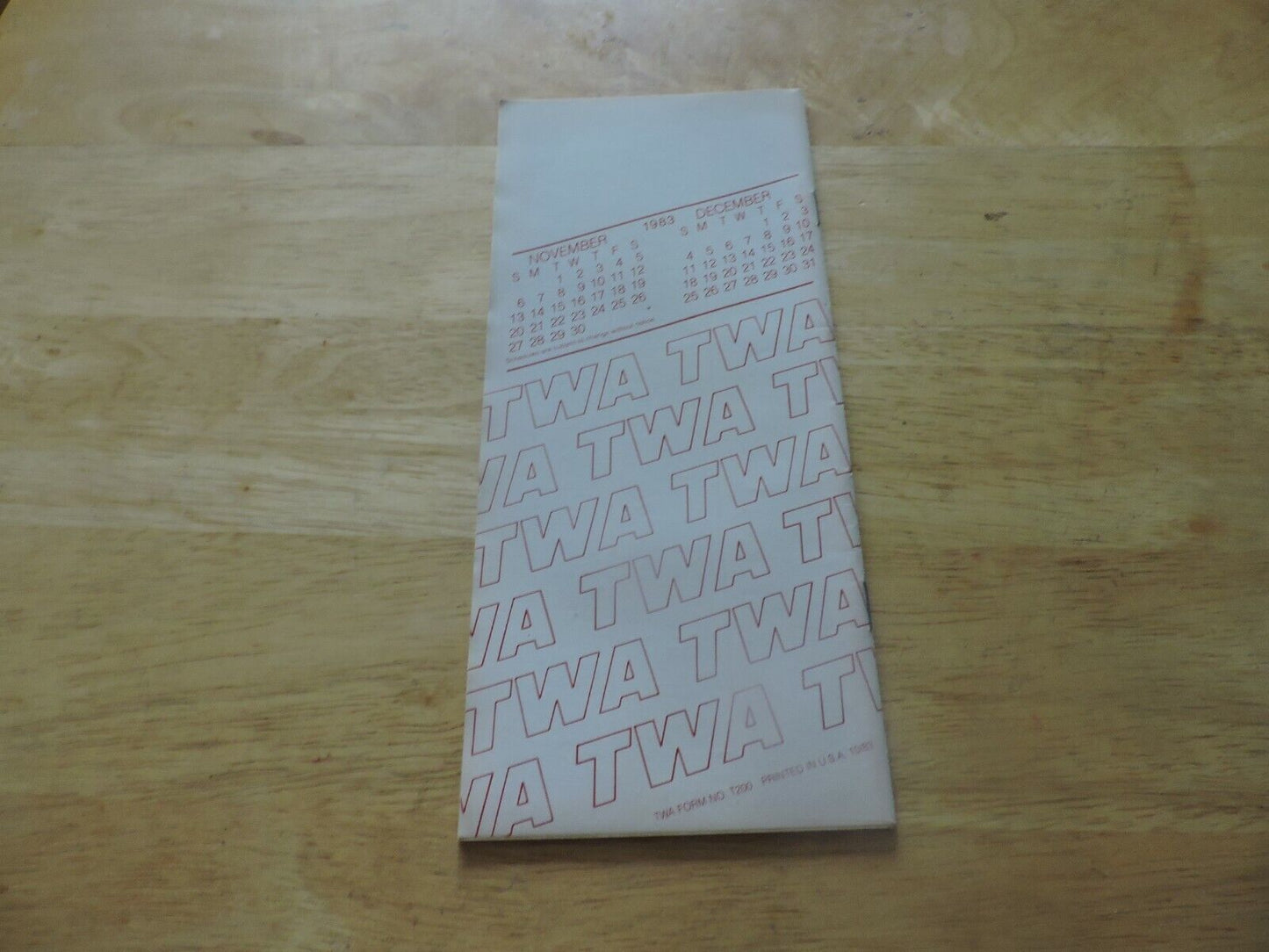 TWA Timeline Effective October 30, 1983