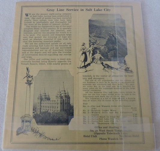Vintage The Gray Line Salt Lake City Travel Brochure