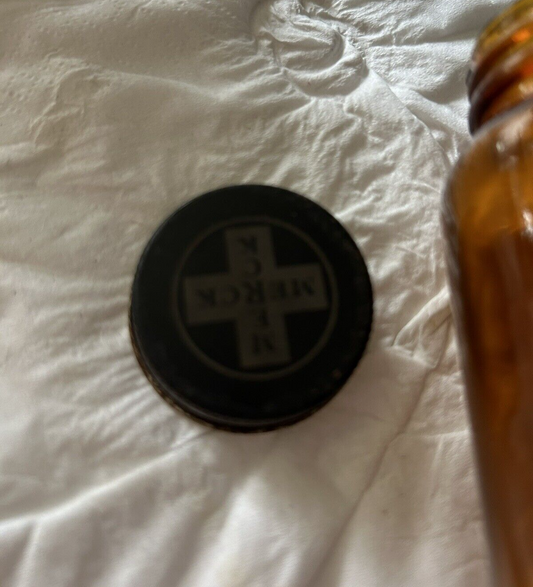 ROUND BROWN BOTTLE--EMPTY--NO LABEL 3.75 X 2 INCHES