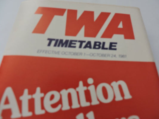 TRANS WORLD ROUTES--TWA OCTOBER 1- 24, 1981