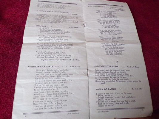 Program: Mme. Schumann-Heink Concert (Wolfsohn Musical Bureau)-Steinway Piano