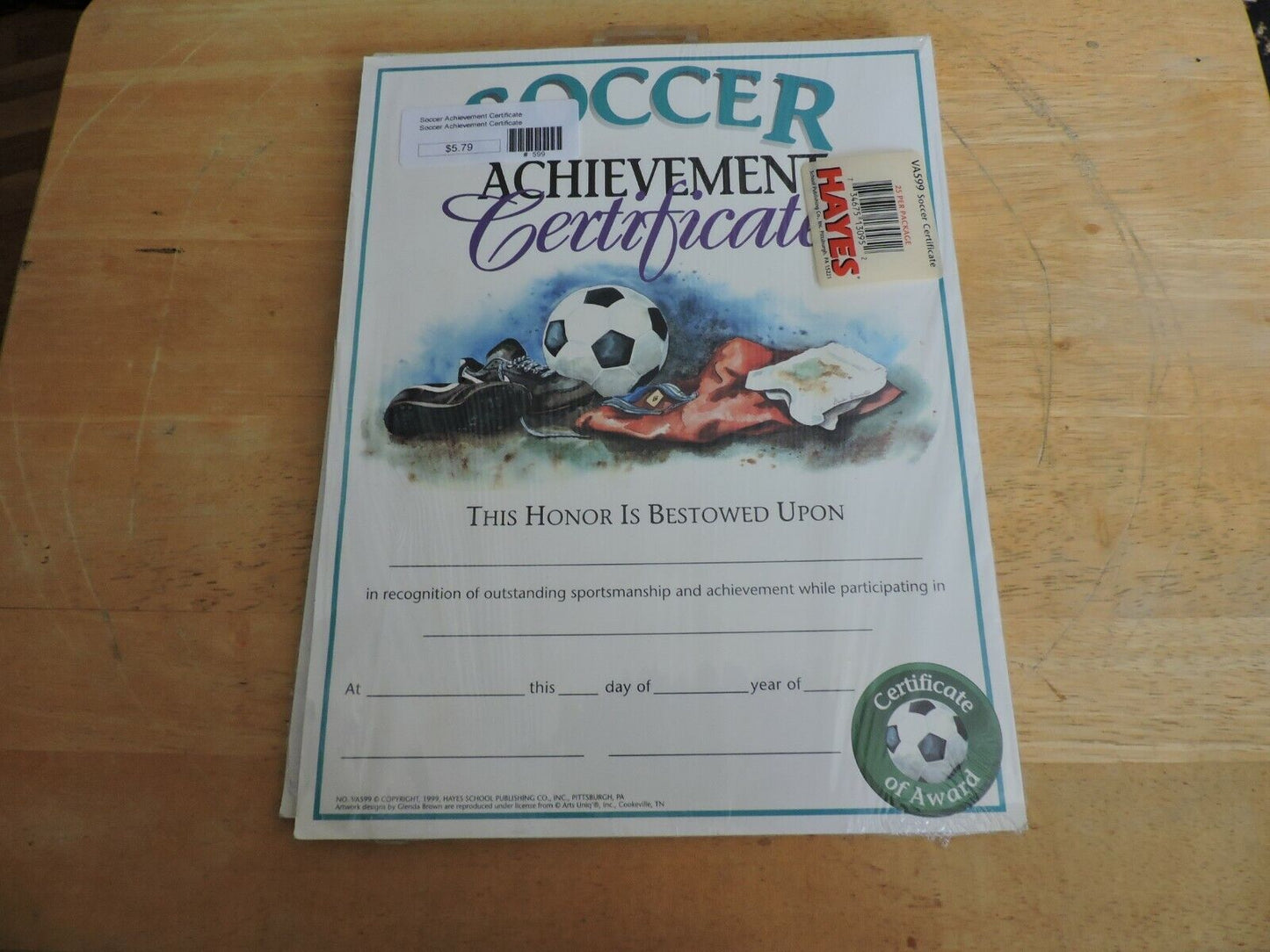 Soccer Achievement Certificate NEW PACK OF 25