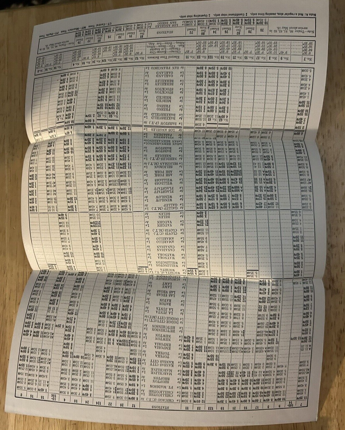 SANTE FE CONDENSED PASSEGER SHEDULES SEPTEMBER 28, 1952