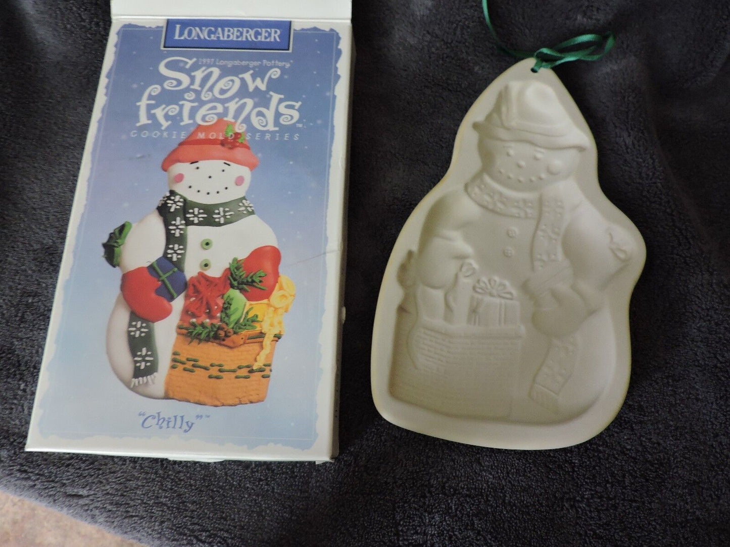 1997 Longaberger Pottery Chilly Snowman Cookie Mold Snow Friends Series- NIB
