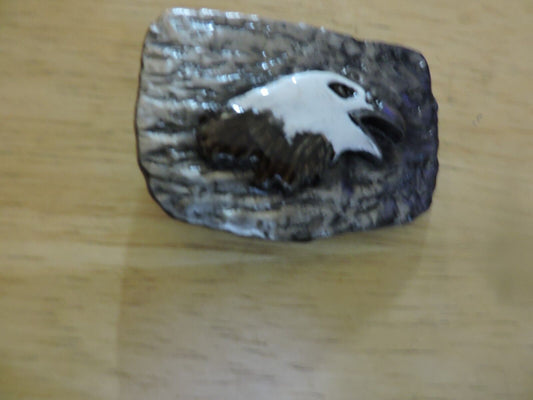 BELT BUCKLE  SILVER WITH EAGLE HEAD  #2  (2.75X 1.75 INCHES) NUMBERED 9013