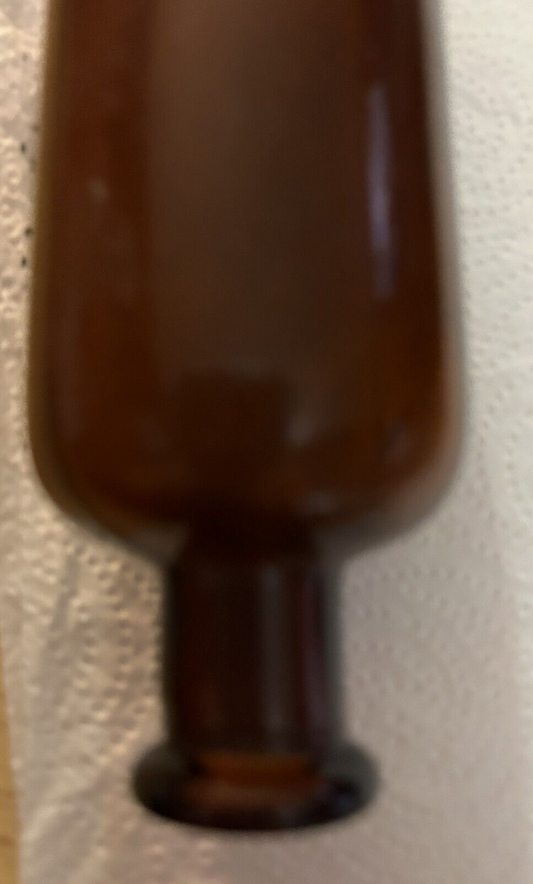 EMPTY BROWN GLASS MEDICINE BOTTLE 4.75X2 INCHES