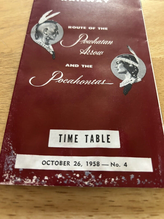 NORFOLK & WESTERN ROUTE OF THE POWHATAN ARROW AND POCAHAONTAS OCTOBER, 1958