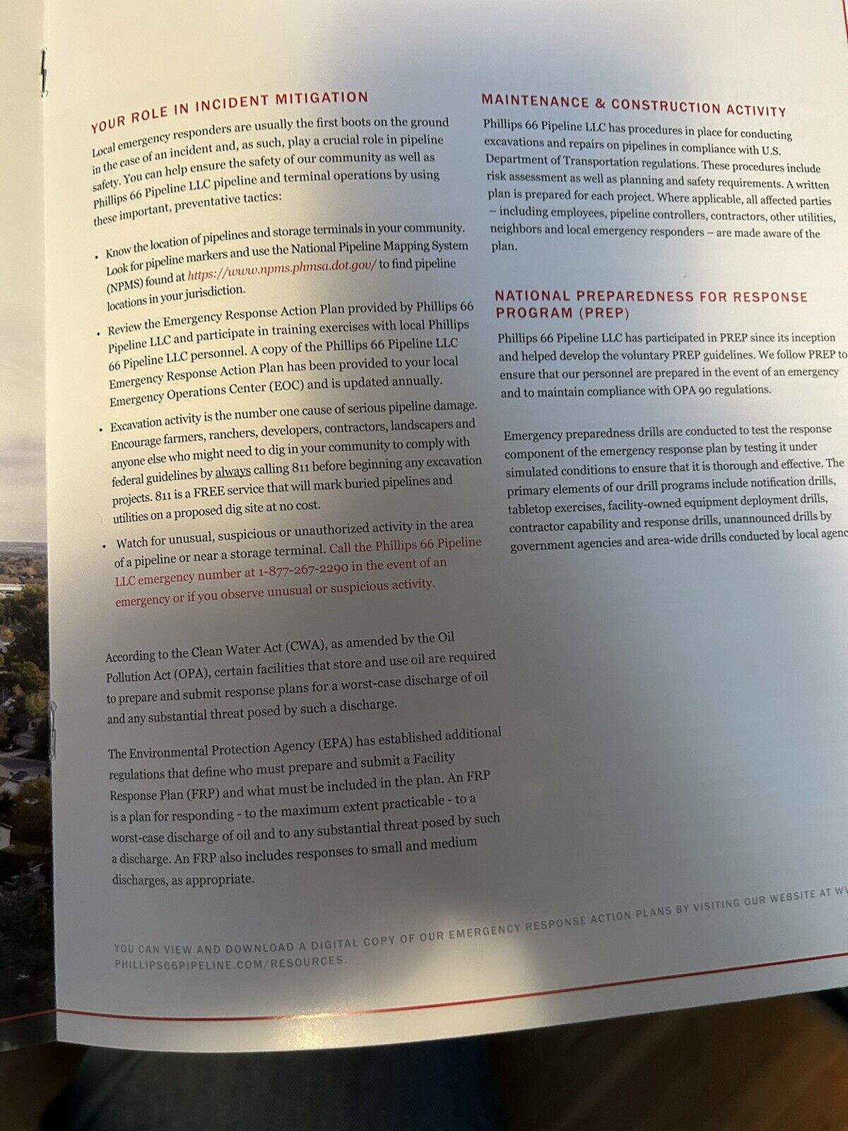 Pipelines Emergency Preparedness Info Brochure