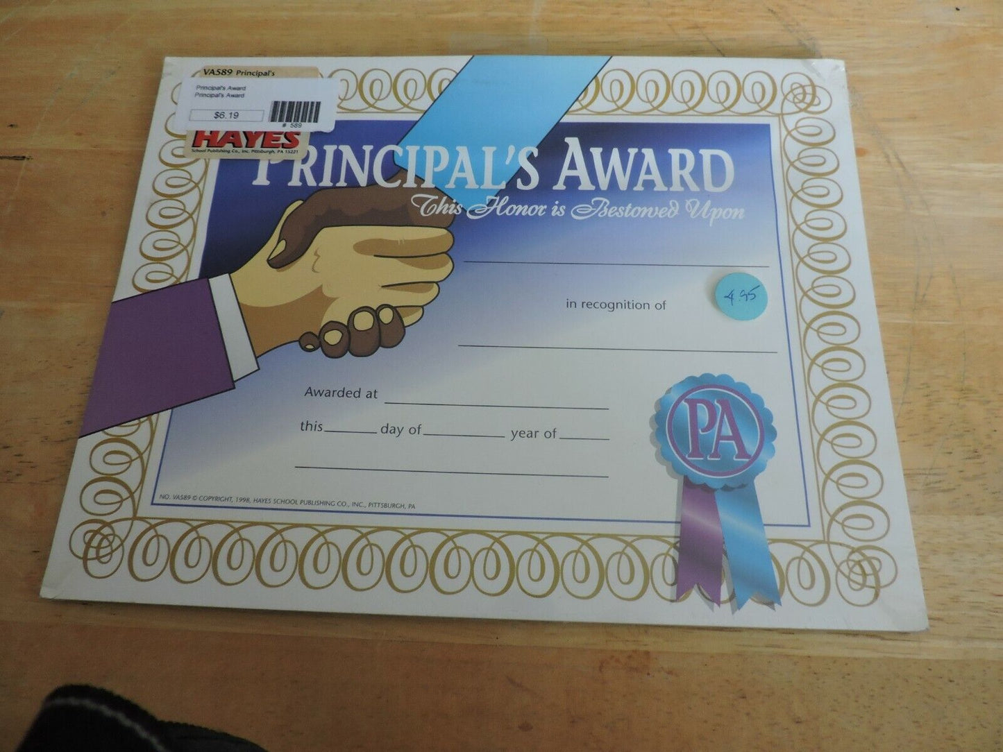 Principals Award Certificates--new 25 in package