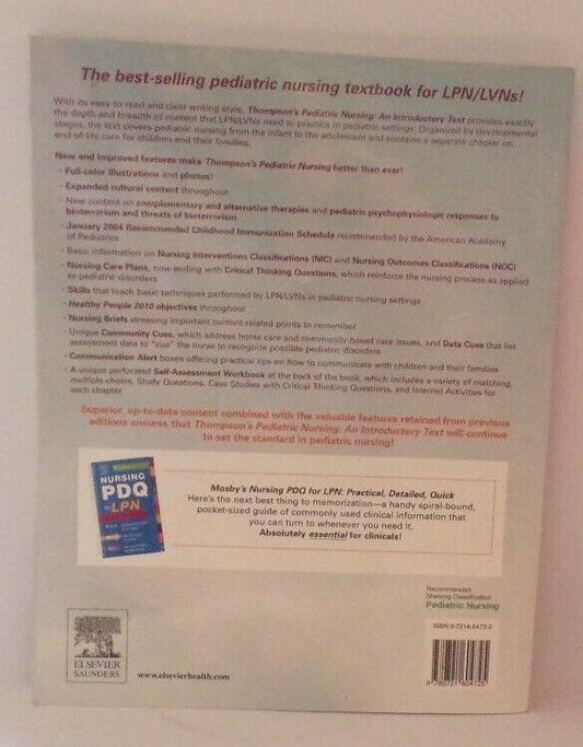 Thompson's Pediatric Nursing: An Introductory Text by Price/Gwin