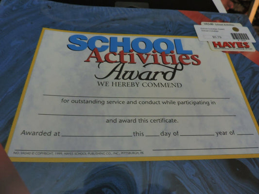 School Activities Award NEW PACK OF 25