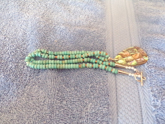 Authentic Abalone Shell Pendant / Reconstituted Turquoise 20