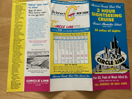 VINTAGE: 3 HOUR SIGHTSEEING CRUISE AROUND MAHATTAN ISLAND, CIRCLE LINE