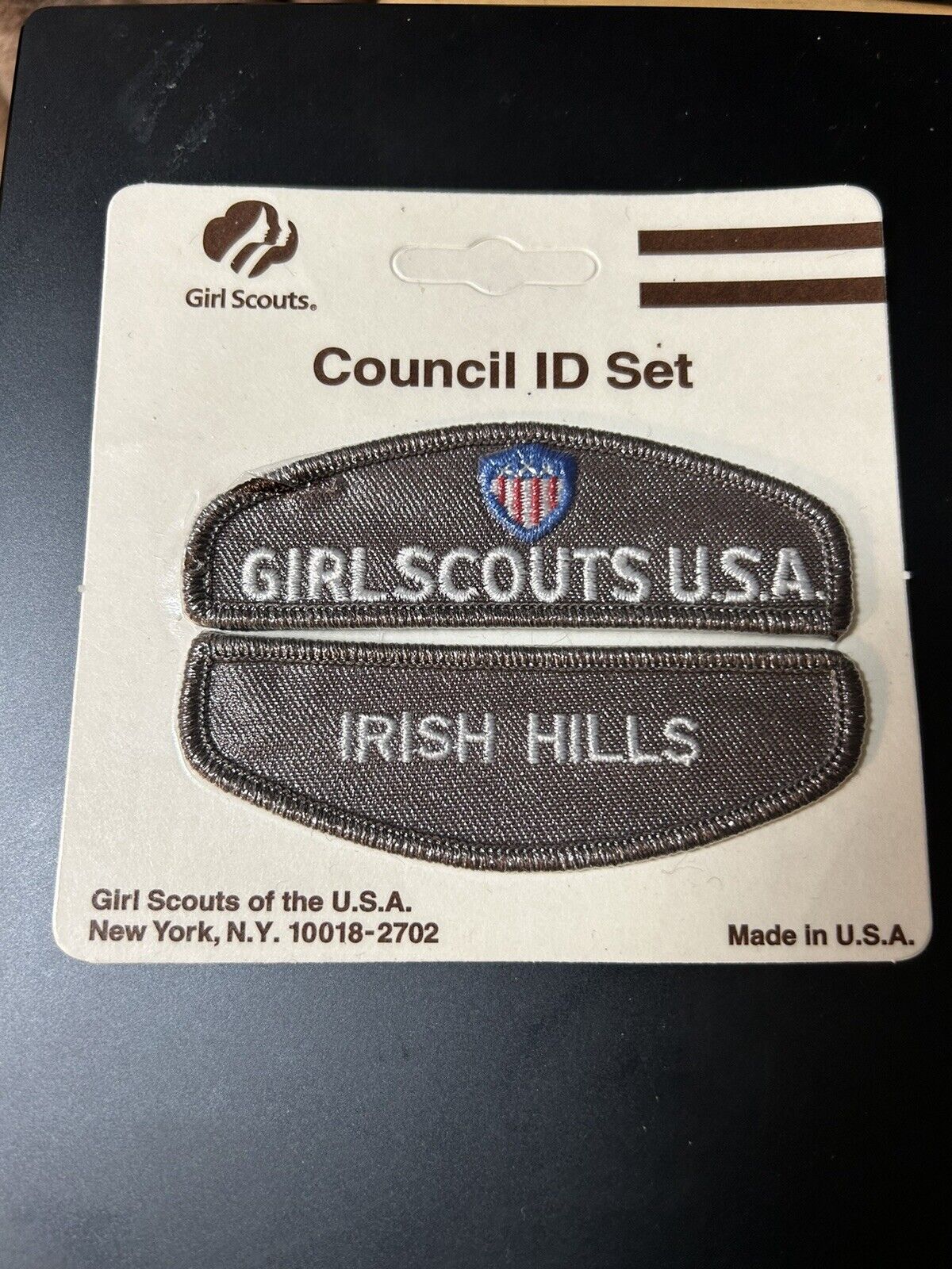 Official Girl Scout Uniform Council (Irish Hills) Patch Set: Brown Set-New