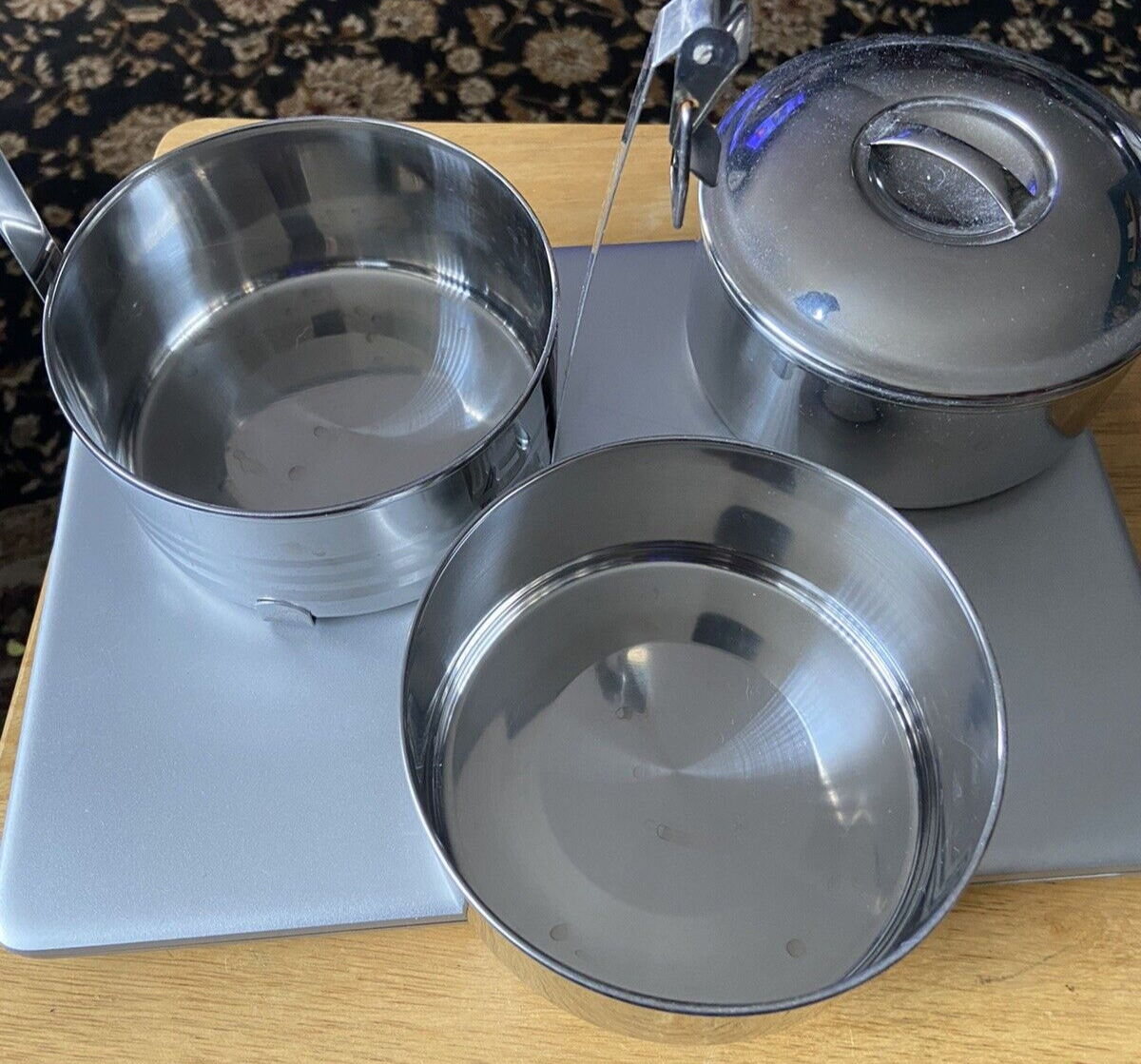 Metal Lunch Box (FROM INDIA) Three Tier with Handle