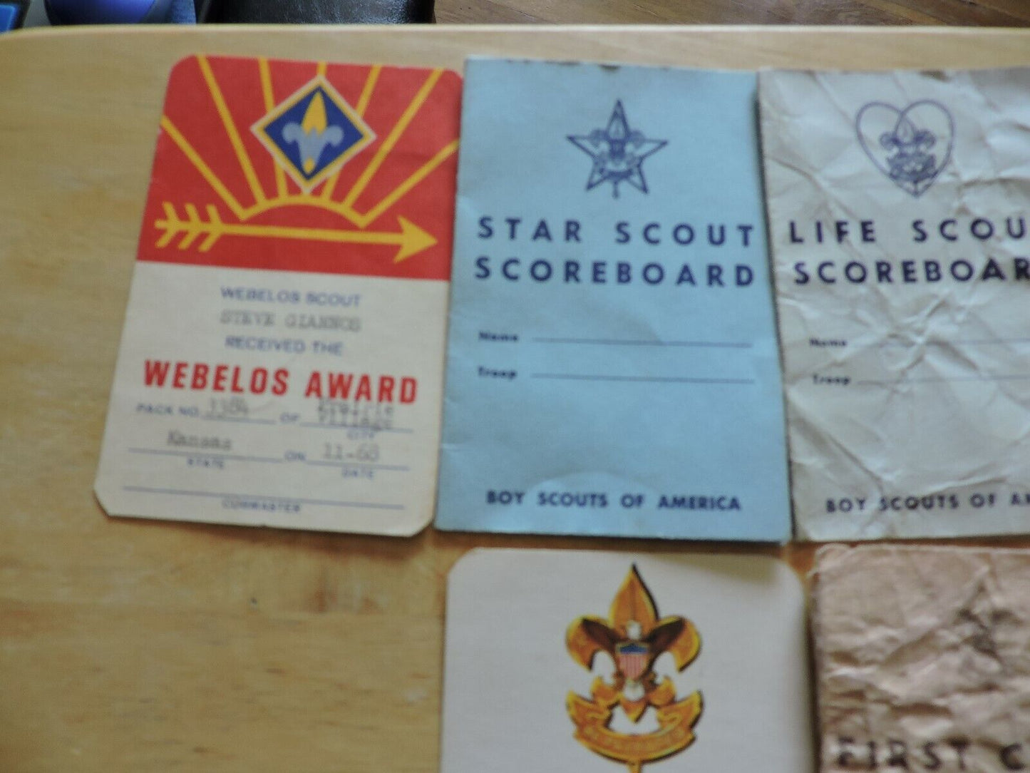 Boy Scout Memorabilia:  Advancement Cards From Between 1968-1973