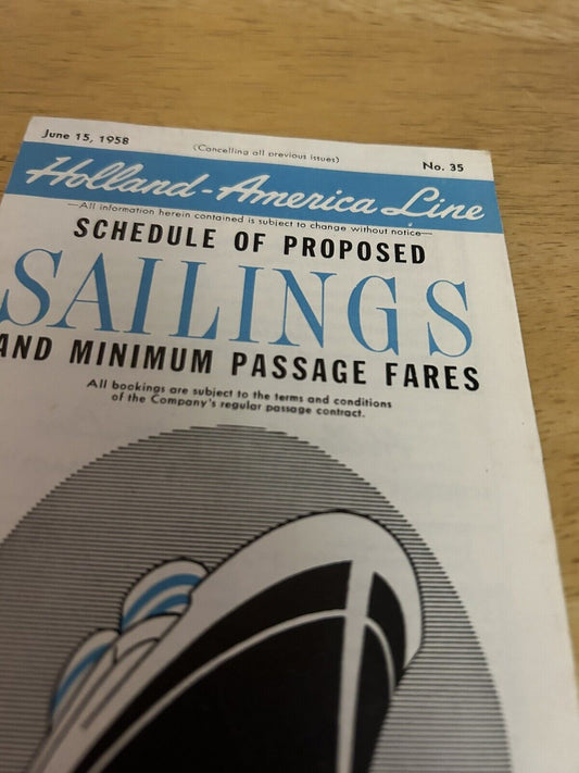 VINTAGE: HOLLAND-AMERICAN LINE 1958 SAILINGS, IRELAND, ENGLAND, FRANCE, HOLLAND