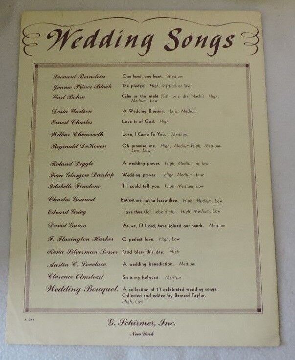 "Wedding Prayer" Sheet Music for Voice and Organ by Fern Glasgow Dunlap 1965