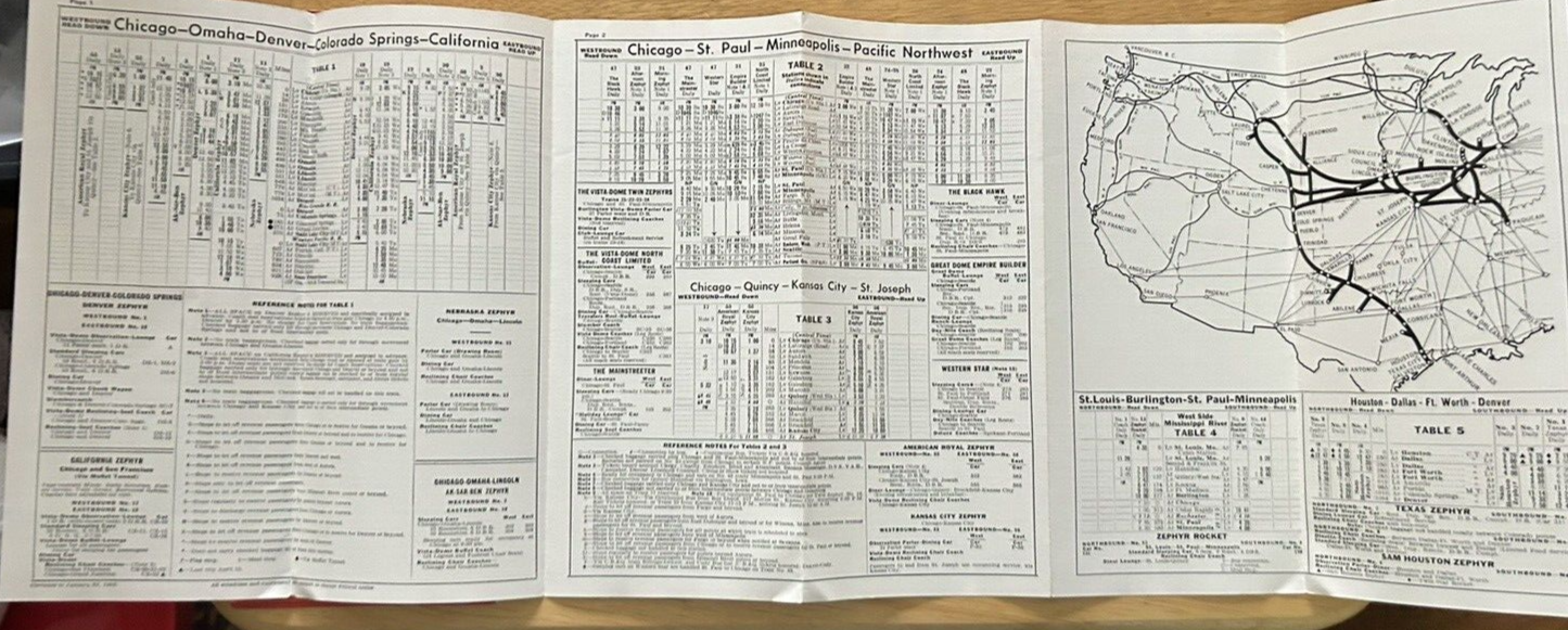 BURLINGTON ROUTE SCHEDULES OF PRINCIPAL TRAINS FEBRUARY-APRIL 1962